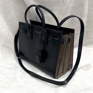 Saint Laurent Black Calfskin and Suede Baby Sac De Jour